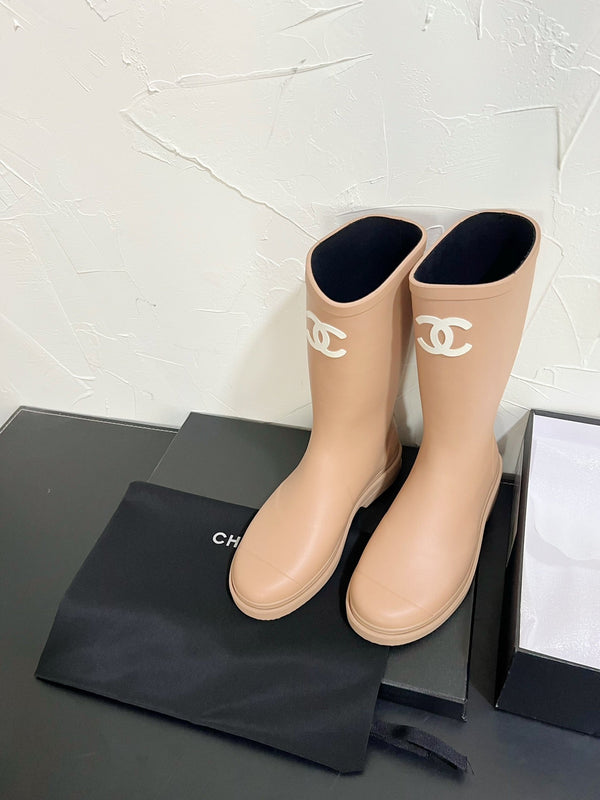 Stivali alti CC in gomma naturale beige 949644