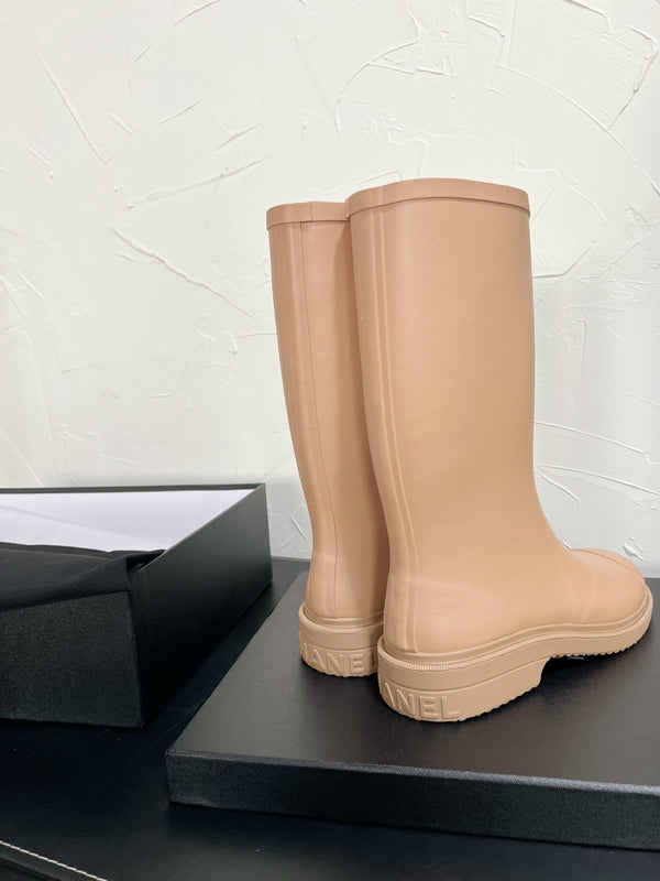 Stivali alti CC in gomma naturale beige 949644