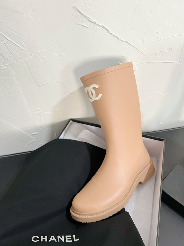 Stivali alti CC in gomma naturale beige 949644