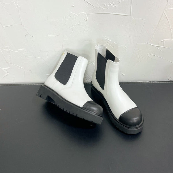 Stivaletti Chelsea CC in pelle di vacchetta bianca e nera 949683