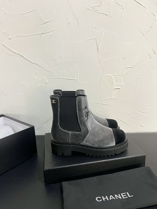 CC Chelsea Ankle Boots In Grey Mix Black Velvet 949685