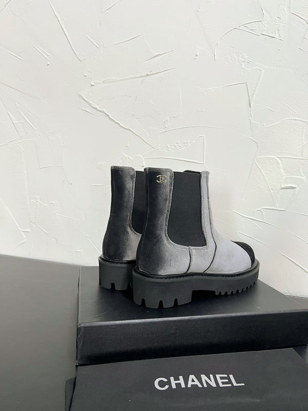 CC Chelsea Ankle Boots In Grey Mix Black Velvet 949685