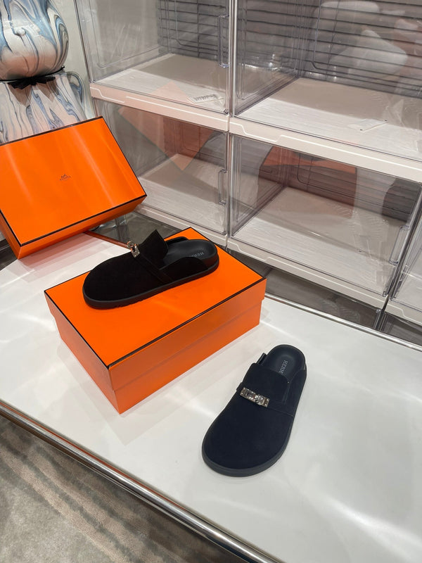 HM Men's Mule Black Suede 573281