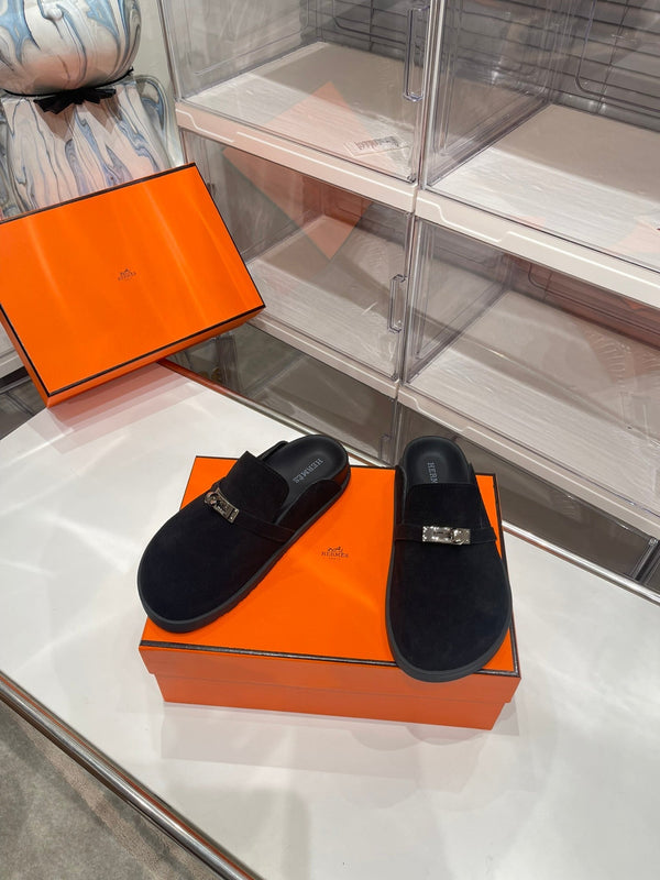 HM Men's Mule Black Suede 573281