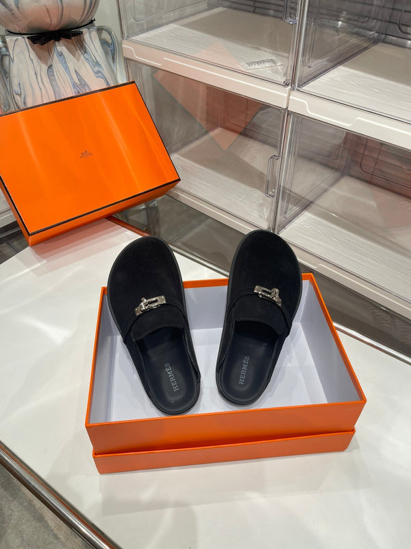 HM Men's Mule Black Suede 573281