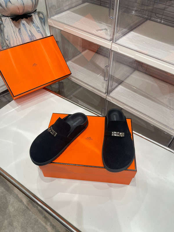 HM Men's Mule Black Suede 573281