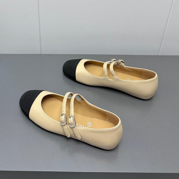 mary jane doppio cinturino in pelle di vitello beige grosgrain nero