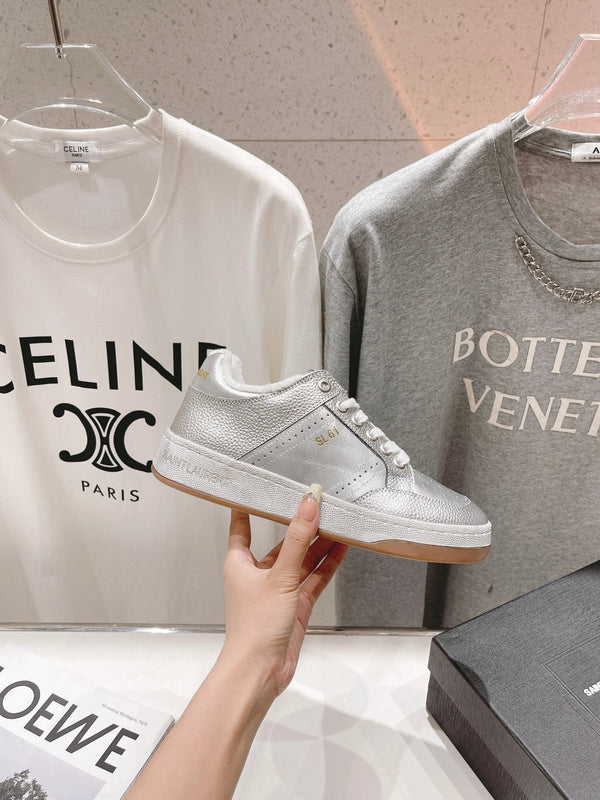 SL SL/61 SNEAKERS SILVER PERFORATED CALFSKIN
