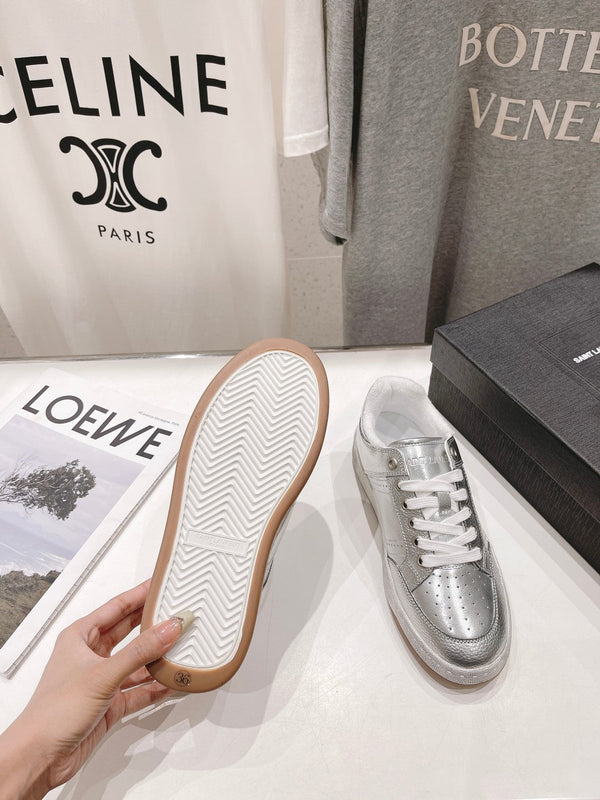 SL SL/61 SNEAKERS SILVER PERFORATED CALFSKIN