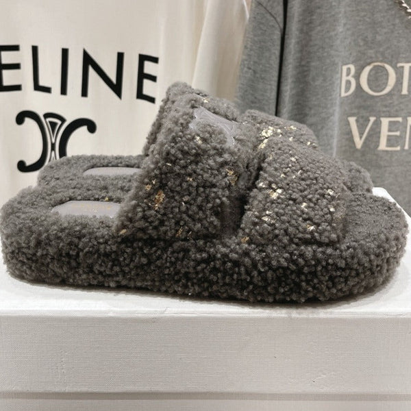 SANDALI DA PAPÀ GRIGIO FOSSILE IN PURA LANA DI PECORA