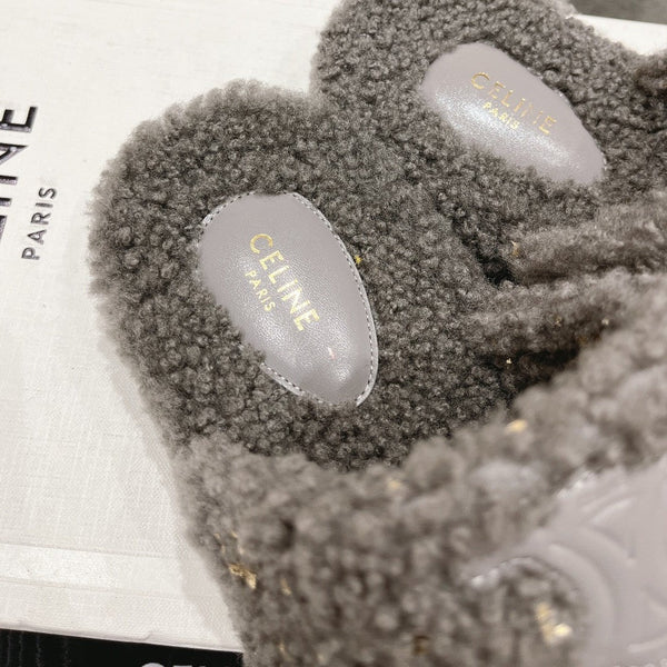 SANDALI DA PAPÀ GRIGIO FOSSILE IN PURA LANA DI PECORA