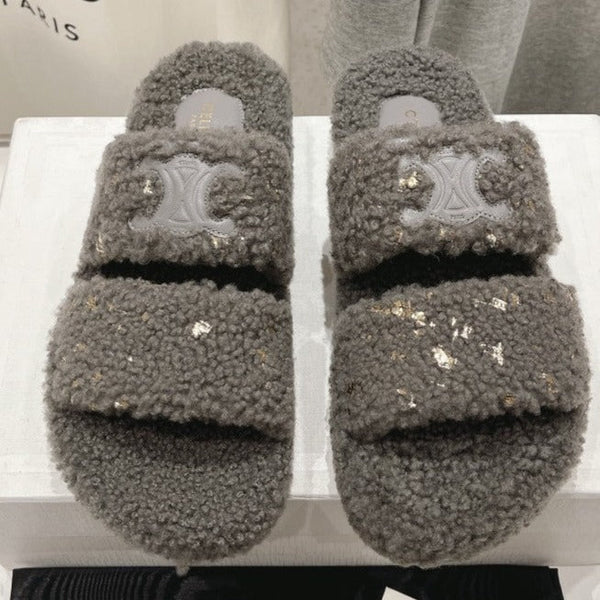 SANDALI DA PAPÀ GRIGIO FOSSILE IN PURA LANA DI PECORA