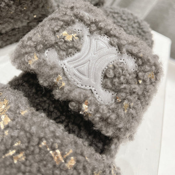 SANDALI DA PAPÀ GRIGIO FOSSILE IN PURA LANA DI PECORA