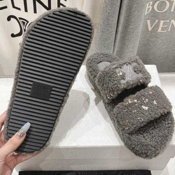 SANDALI DA PAPÀ GRIGIO FOSSILE IN PURA LANA DI PECORA