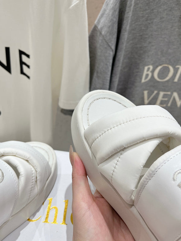 CHLOÉ MILA PLATFORM 5 CM IN WHITE NYLON WITH EMBROIDERED LOGO