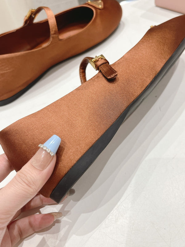 BALLERINE IN RASO PRA MARRONE