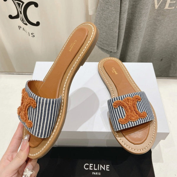 LYMPIA MULE IN TRIOMPHE JACQUARD WOOLLEN FABRIC BROWN BLACK CARO