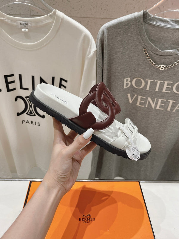 EXTRA SANDAL WHITE MIX BROWN CALFSKIN