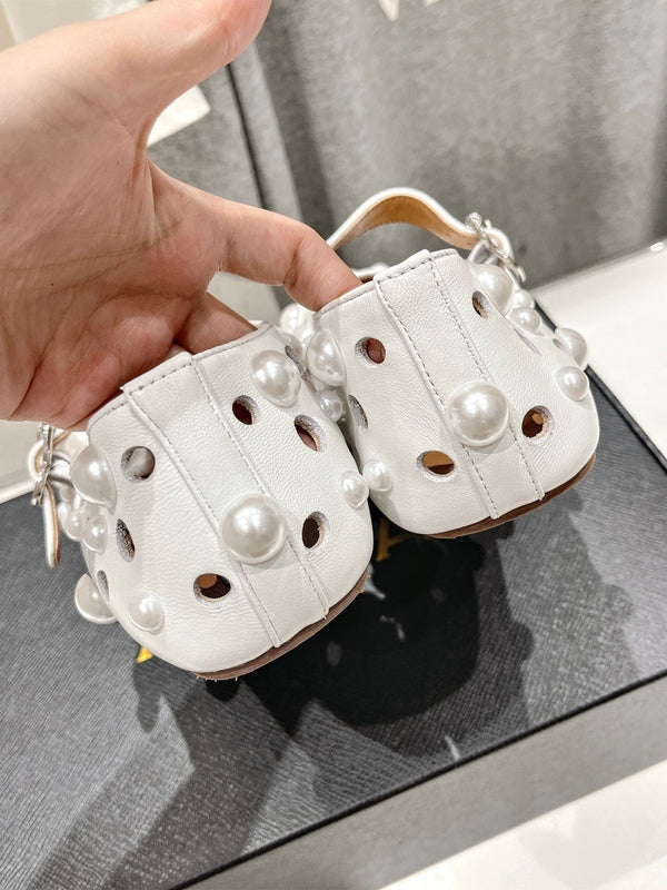 ALAIA PEARL MARY JANE SHOES WHITE LAMBSKIN