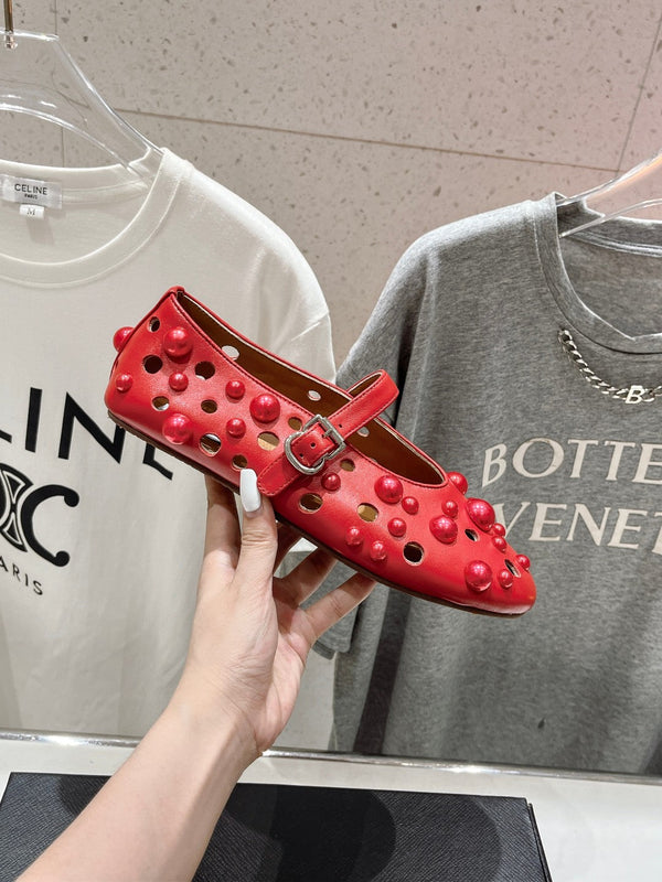 SCARPE MARY JANE ALAIA PEARL IN PELLE DI AGNELLO ROSSO ROSA