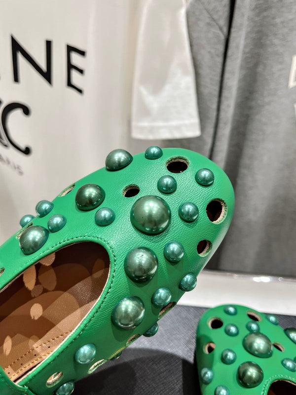 SCARPE MARY JANE ALAIA PEARL IN PELLE DI AGNELLO VERDE SMERALDO