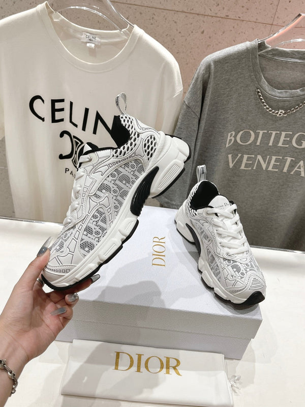 CD Vibe Sneaker White Black Polyester Mesh Fabric And Cowhide