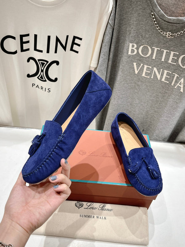 dot sole walk mocassin blue suede