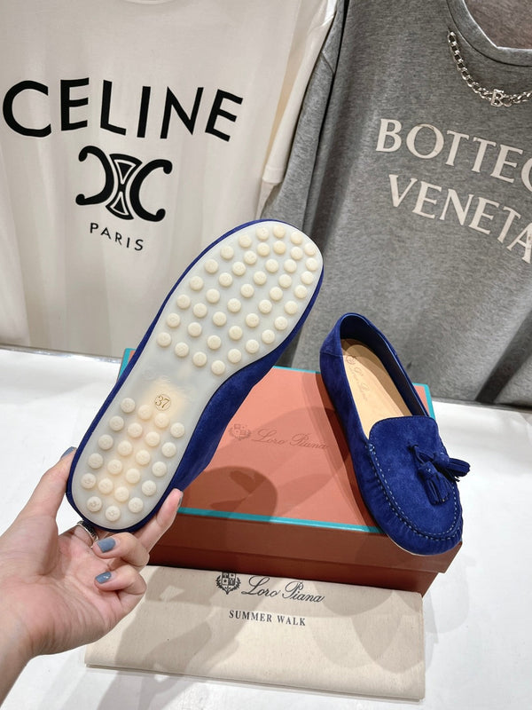 dot sole walk mocassin blue suede