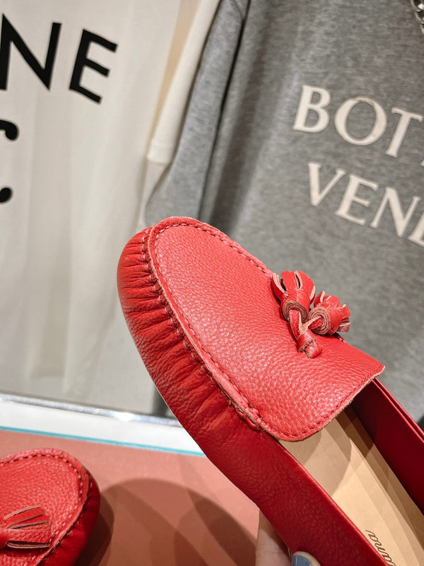 mocassino walk con suola a pois in pelle di vitello rossa