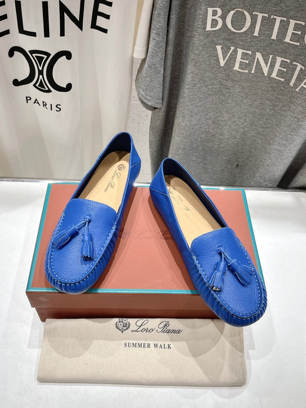 dot sole walk mocassin blue calfskin