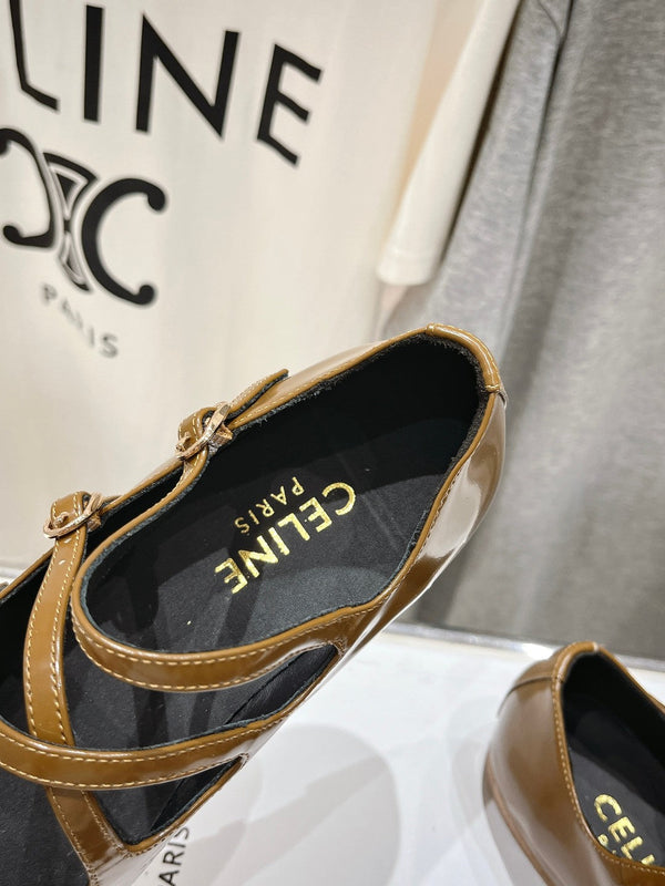 BALLET FLAT WITH CROSSOVER STRAP IN SEPIA BROWN LAMBSKIN