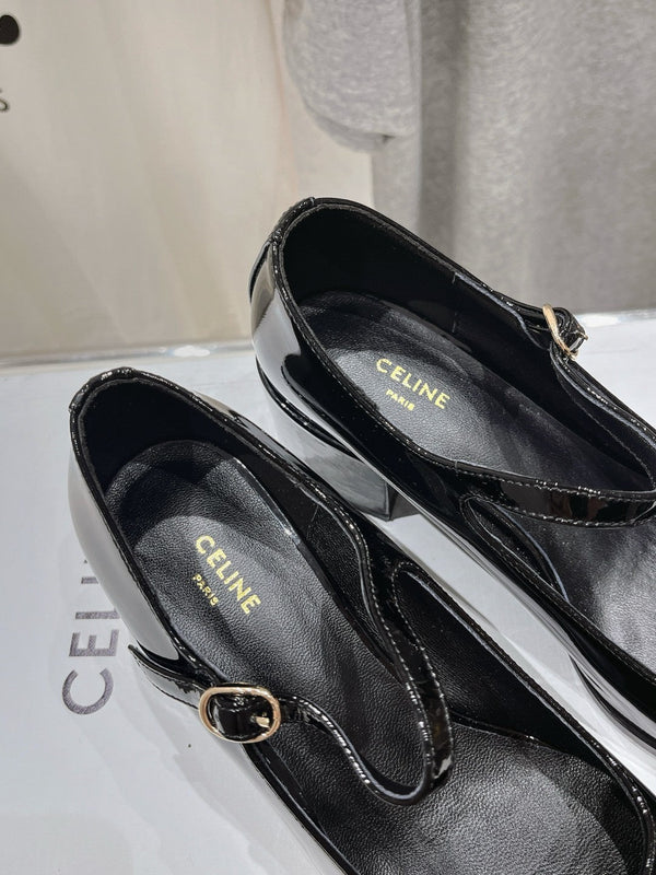 MEDIUM - HEEL MARY JANE SHOES IN BLACK GLOSSY CALFSKIN