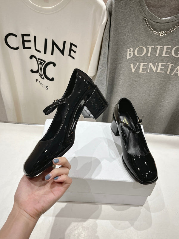 MEDIUM - HEEL MARY JANE SHOES IN BLACK GLOSSY CALFSKIN