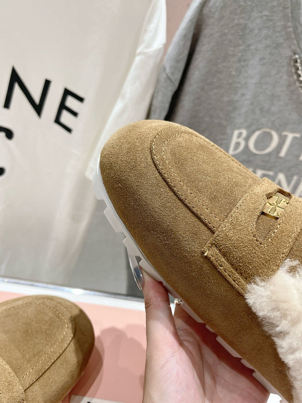 Miu Mule Wool Lining Tobacco Brown Suede