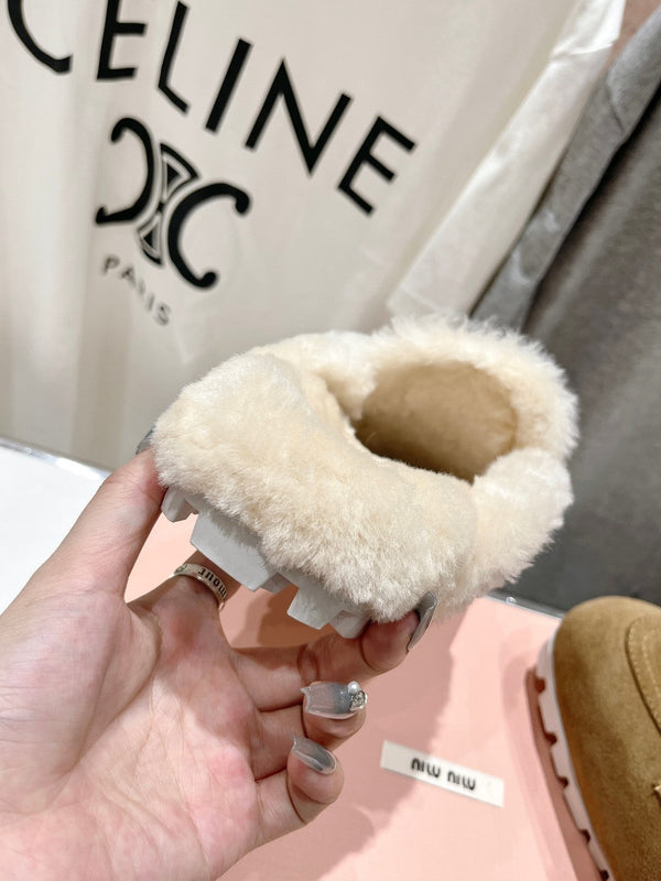 Miu Mule Wool Lining Tobacco Brown Suede