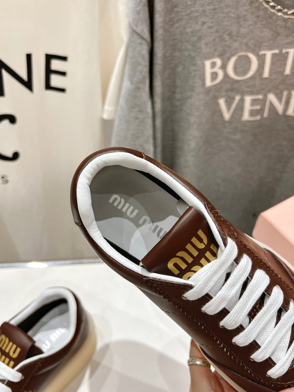 Miu Sneakers Dark Brown Cowhide