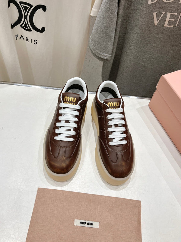 Miu Sneakers Dark Brown Cowhide
