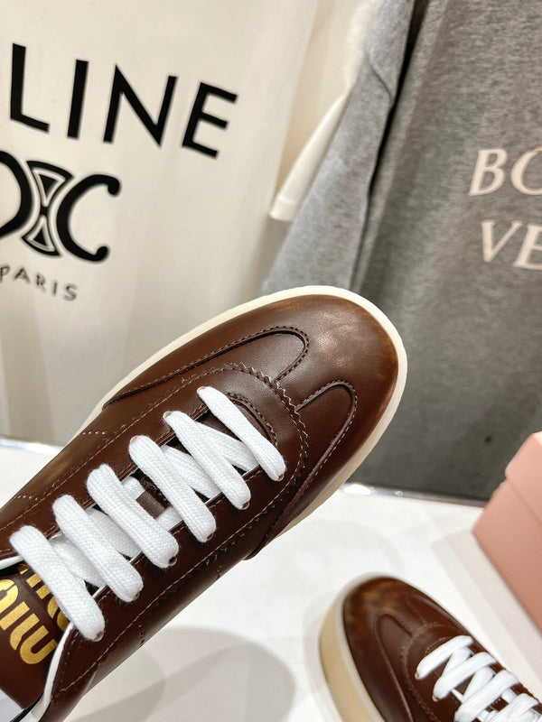 Miu Sneakers Dark Brown Cowhide