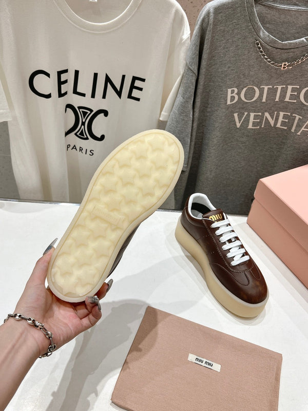 Miu Sneakers Dark Brown Cowhide