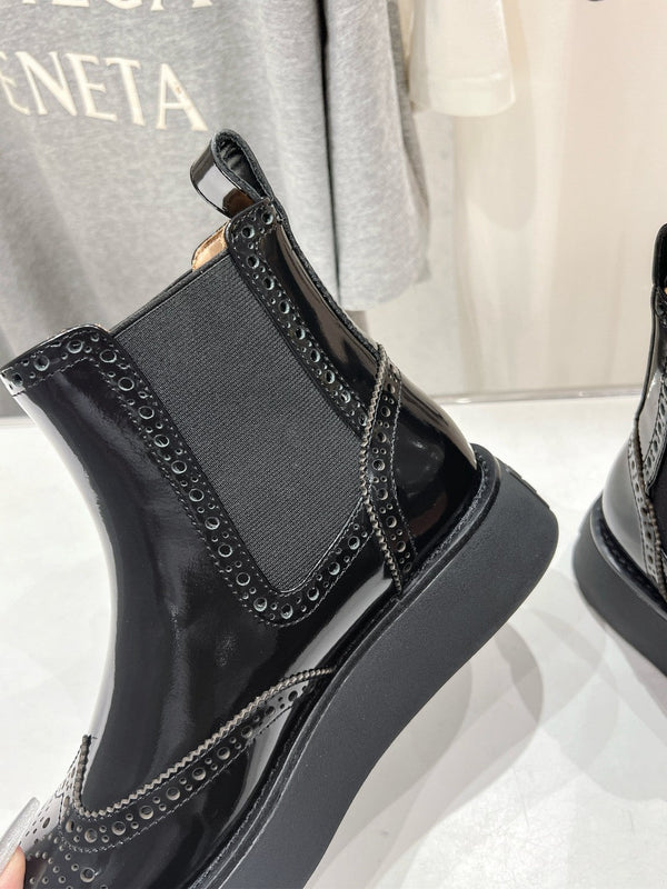 Miu Ankle Boots Black Polished Calfskin