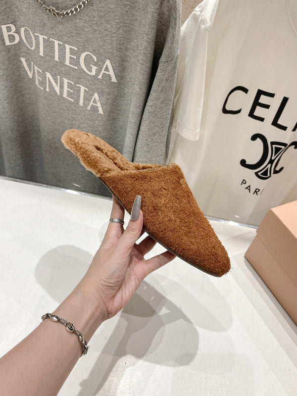 Miu Slippers Tawny Imported Sheepskin