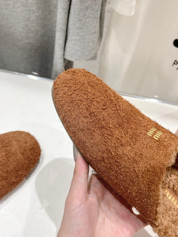 Miu Slippers Tawny Imported Sheepskin
