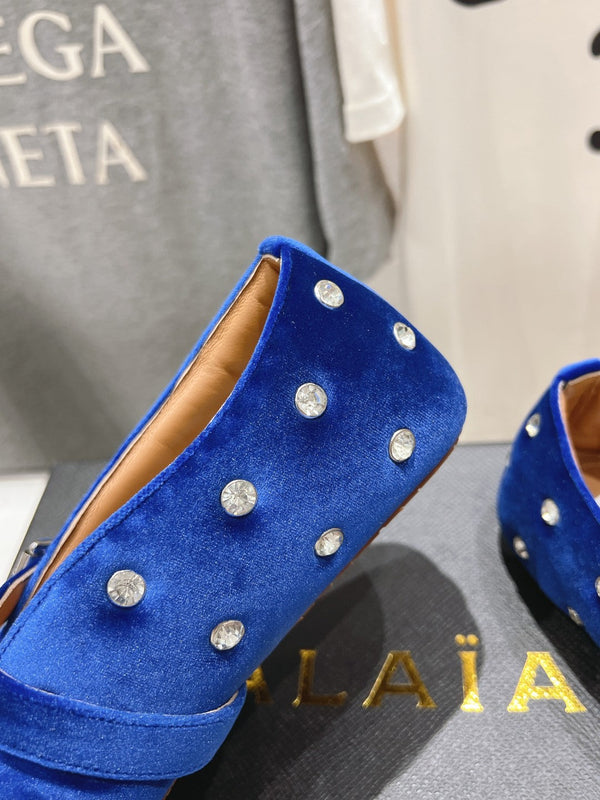 Ballerine Alaila in velluto blu scuro con strass 971996
