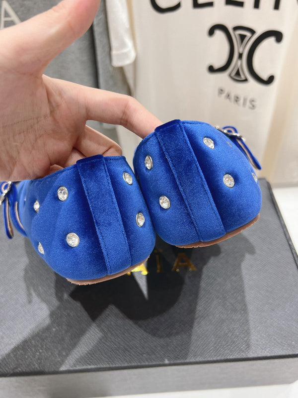 Ballerine Alaila in velluto blu scuro con strass 971996