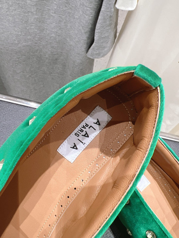 Ballerine Alaila in velluto verde con strass 972004