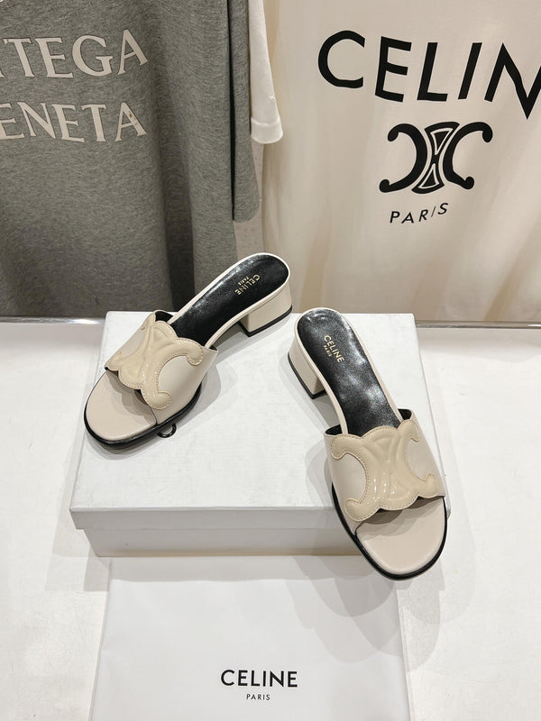 CELINE 25C CLEMENCE MULE WHITE SHEEPSKIN 236749