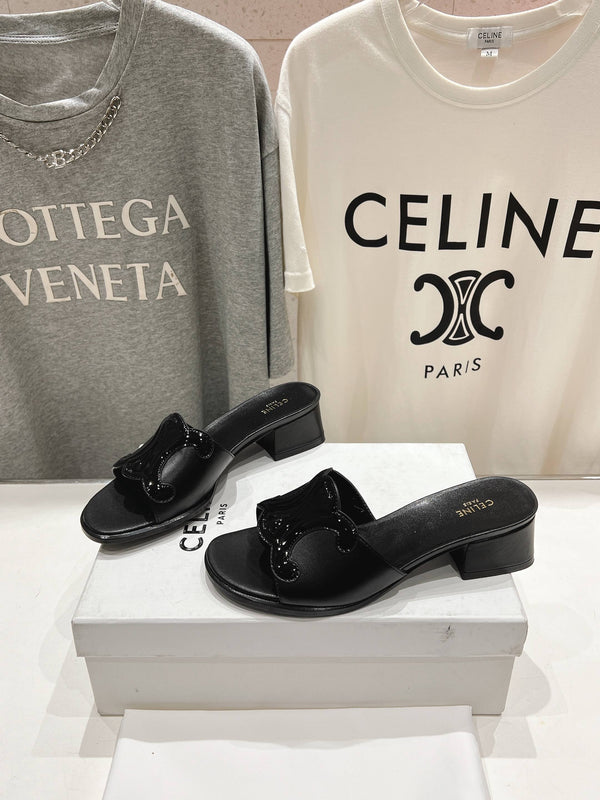 CELINE 25C CLEMENCE MULE BLACK SHEEPSKIN 236751
