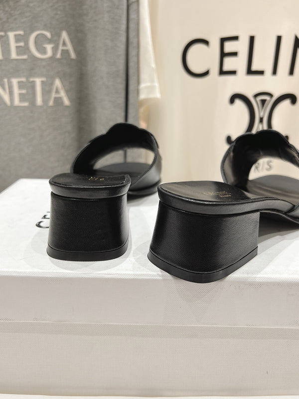 CELINE 25C CLEMENCE MULE BLACK SHEEPSKIN 236751