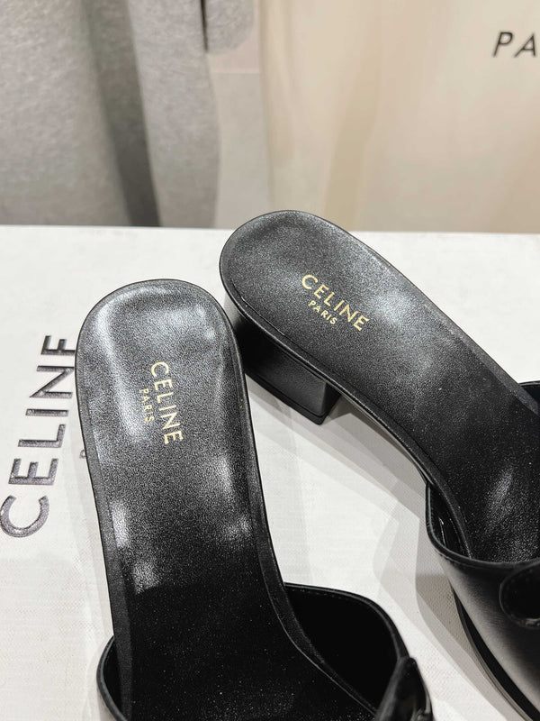 CELINE 25C CLEMENCE MULE BLACK SHEEPSKIN 236751