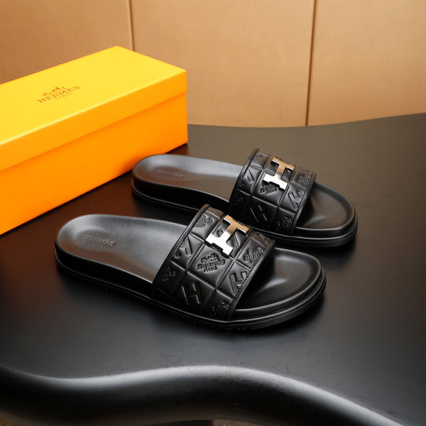 HM Men's Slide Black Cowhide 547361
